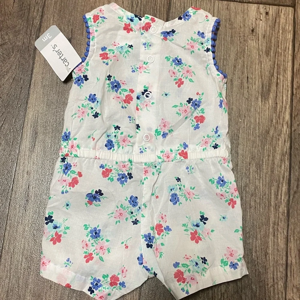 NWT Carter’s Baby Girl Floral Summer Romper | 3M Infant One-Piece Outfit